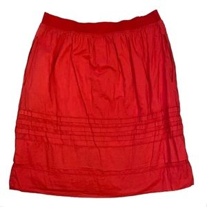 ANTHROPOLOGIE Maeve Bright Red Pleated Stretch Waist A-Line Skirt Size Medium